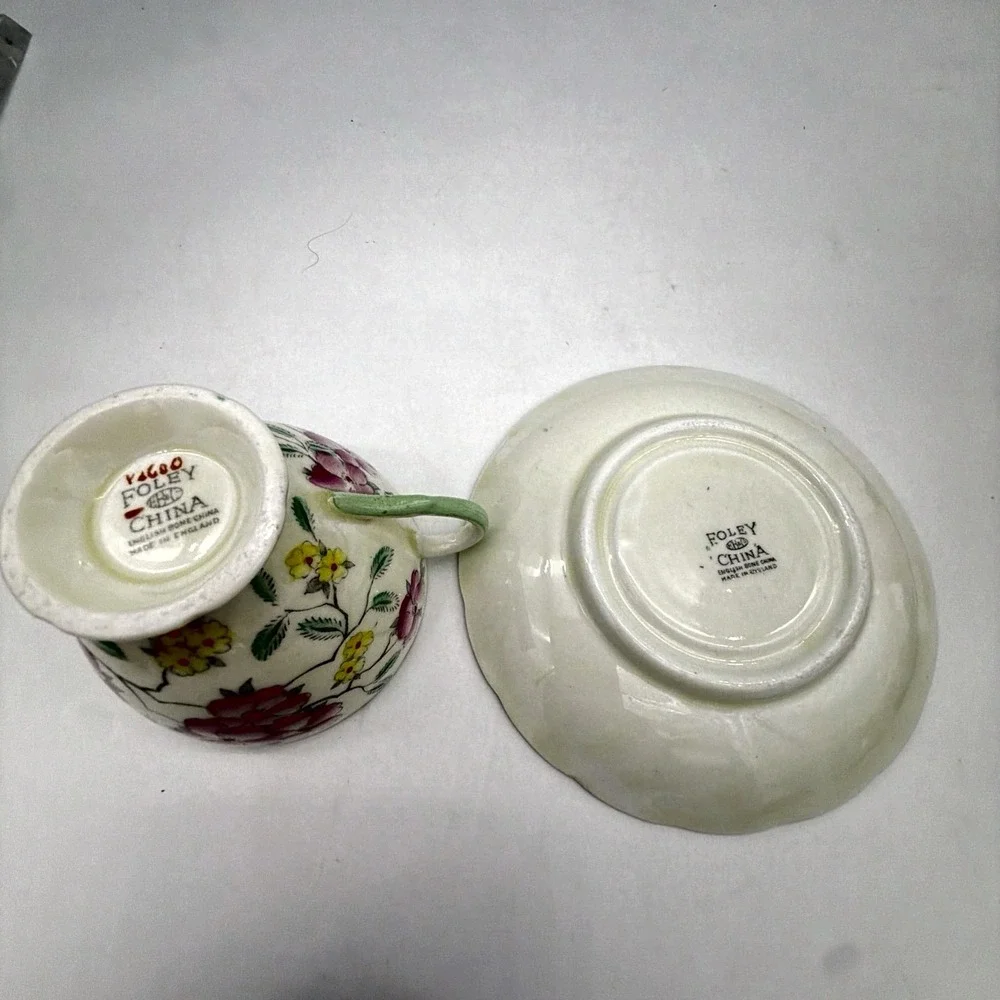 Springdale VTG Foley Bone China Tea Cup & Saucer Set V4600 Pink Yellow Floral Go
